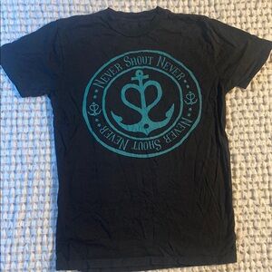 Black T-Shirt with Blue Anchor Design